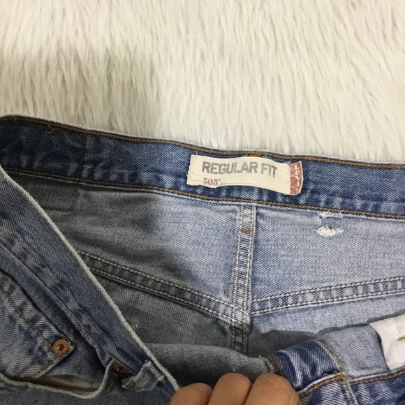 Levi’s 505 men’s blue denim distressed painted regular fit denim jeans s… - Picture 5 of 8